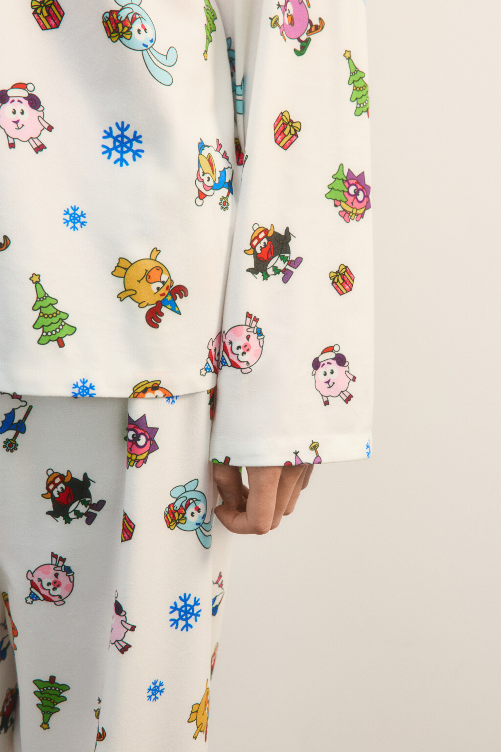 Блузка-рубашка домашняя с принтом - цвет ванильный - 6