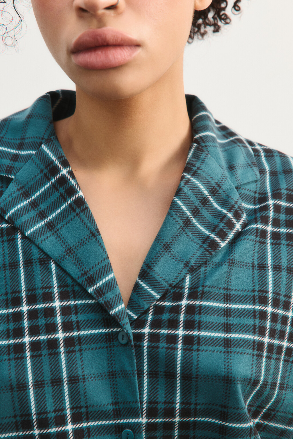 Рубашка пижамная в клетку - цвет зеленый - 5