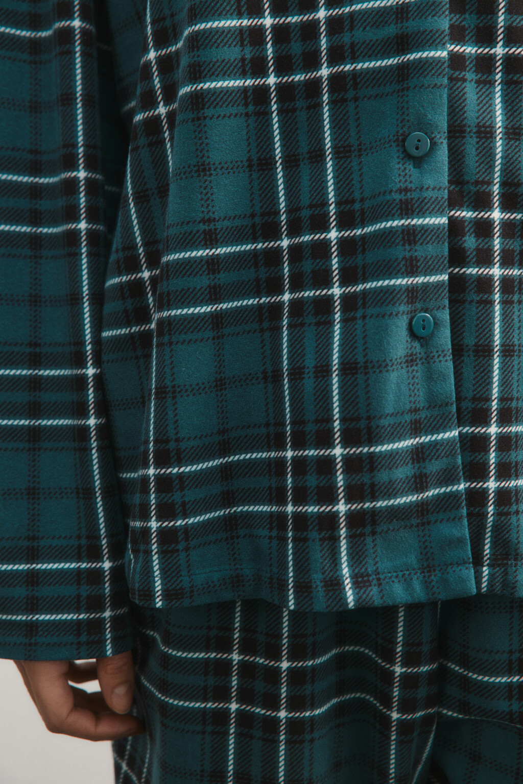 Рубашка пижамная в клетку - цвет зеленый - 6