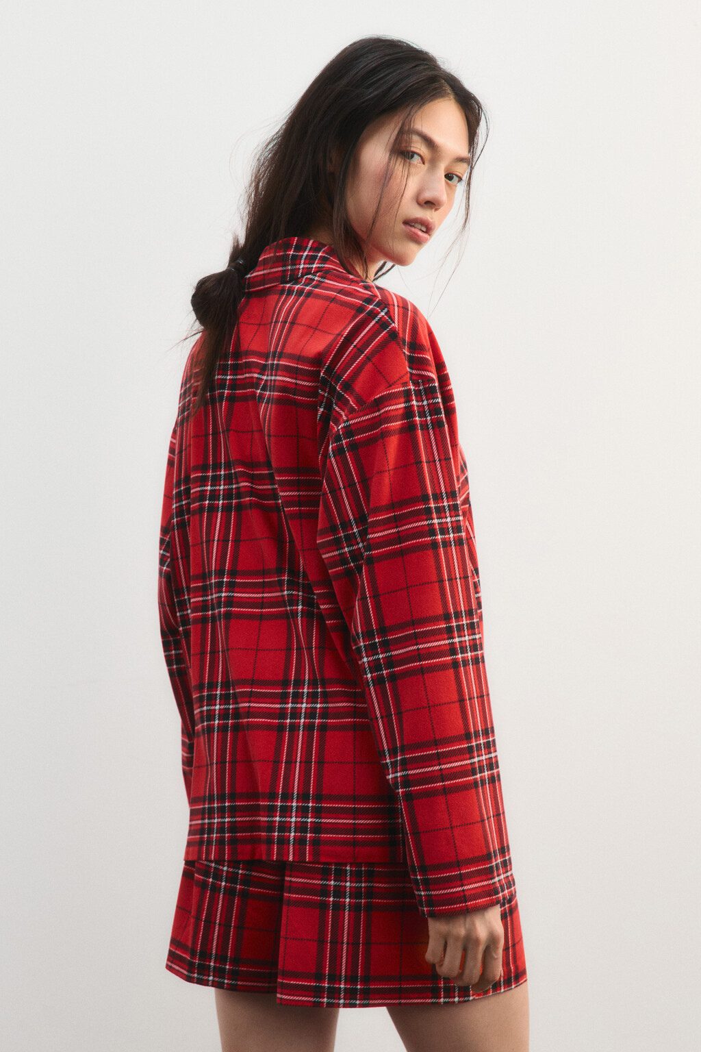 Рубашка пижамная в клетку - цвет красный - 3