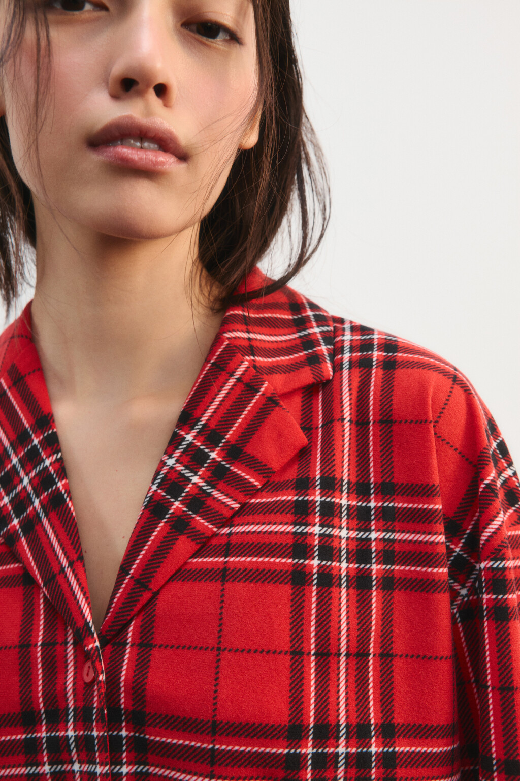 Рубашка пижамная в клетку - цвет красный - 5