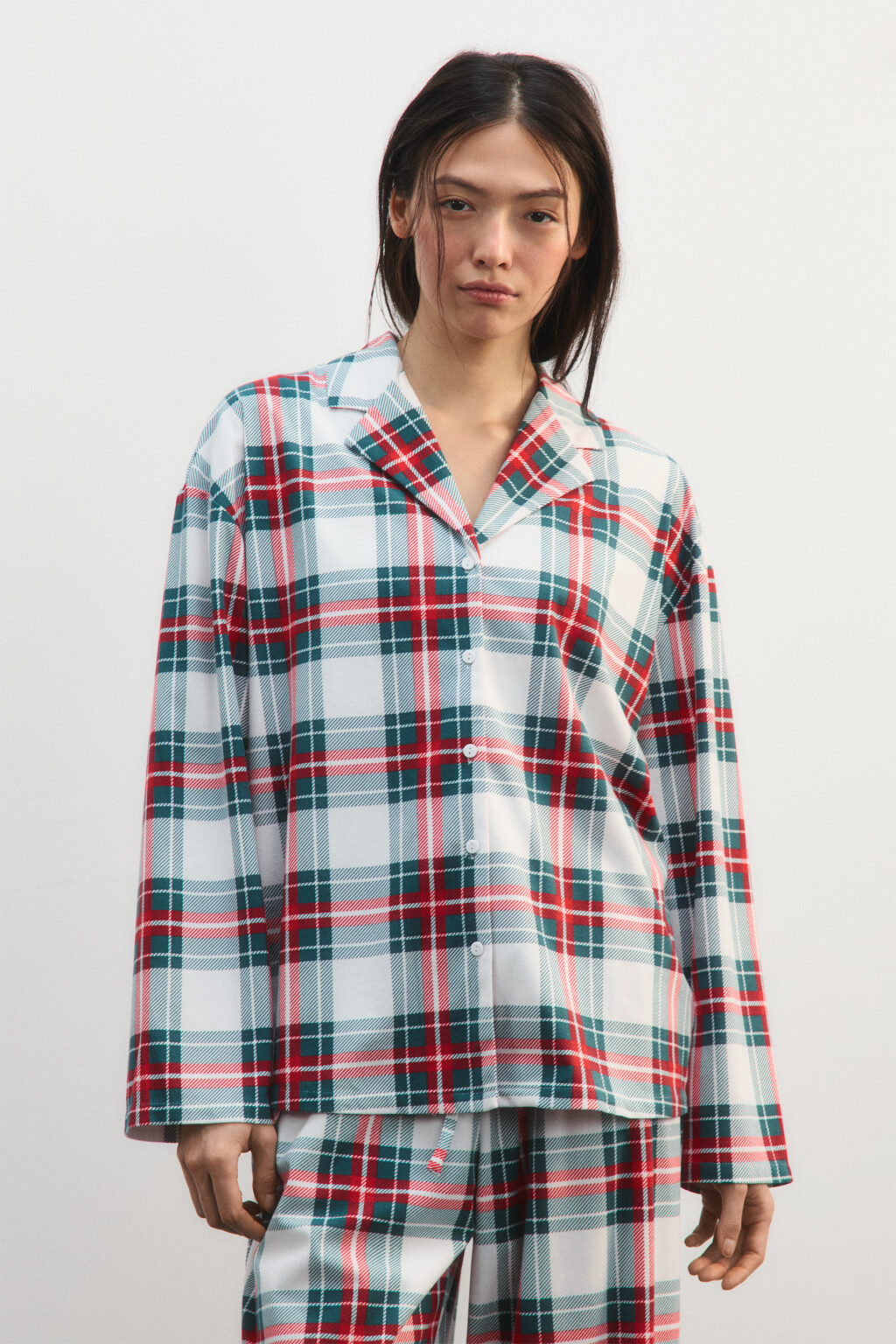 Рубашка пижамная в клетку - цвет мультиколор - 2