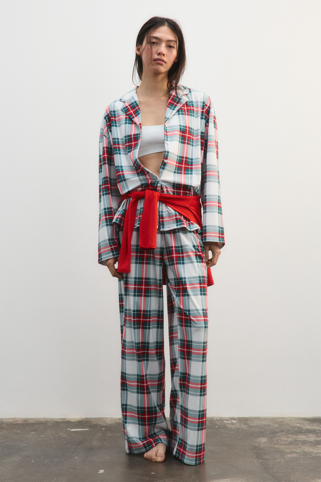 Рубашка пижамная в клетку - цвет мультиколор - 4