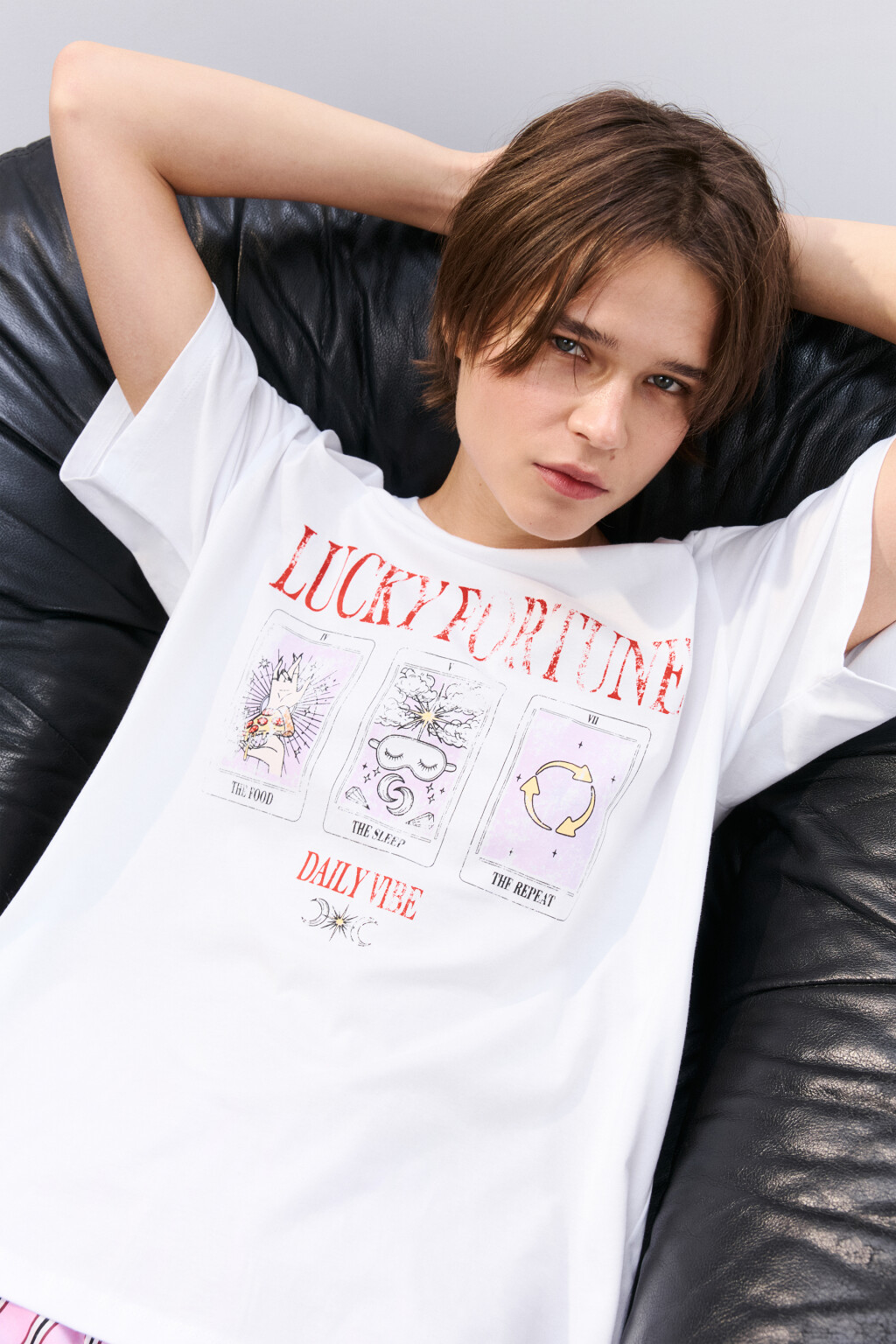 Футболка домашняя с принтом - цвет белый - 1