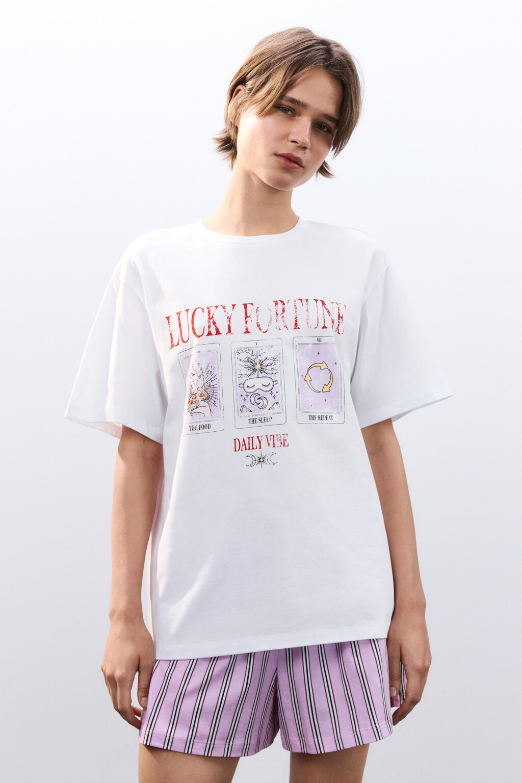 Футболка домашняя с принтом - цвет белый - 2