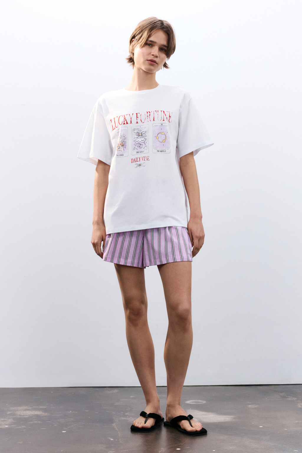 Футболка домашняя с принтом - цвет белый - 4