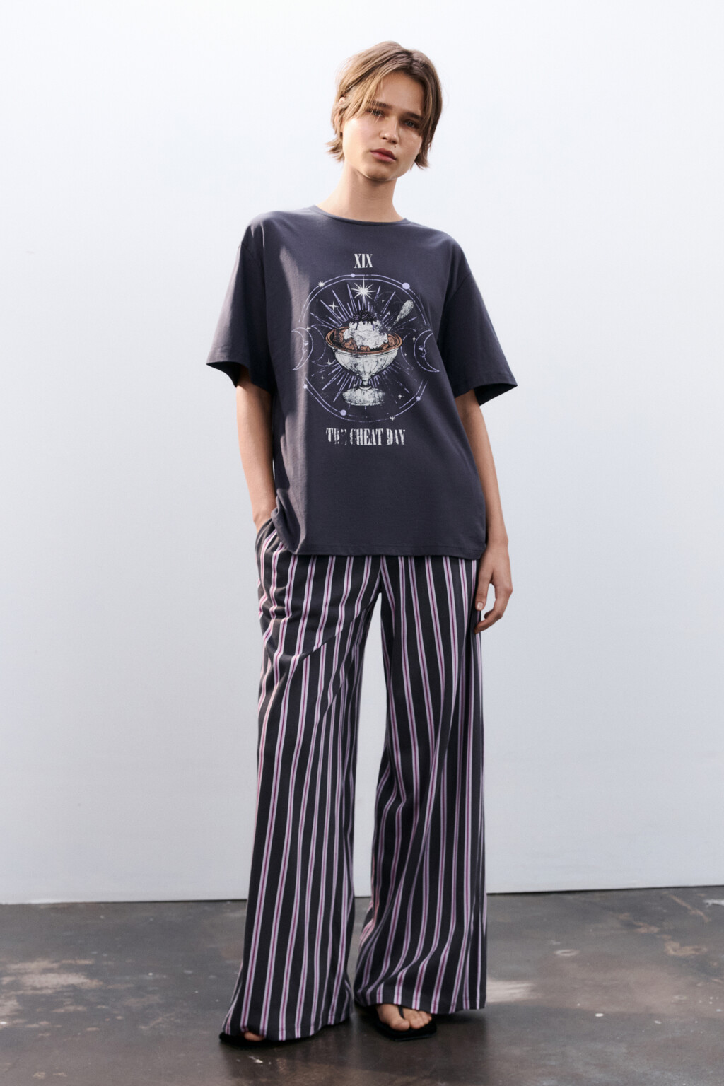 Футболка домашняя с принтом - цвет серый - 4