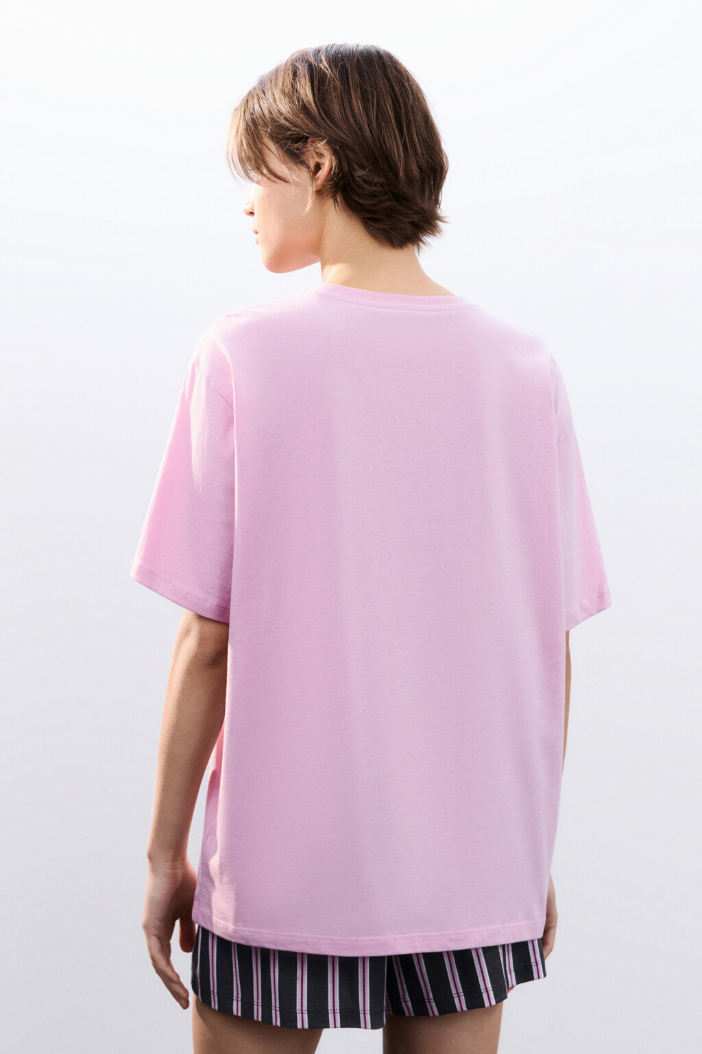 Футболка домашняя с принтом - цвет розовый - 3