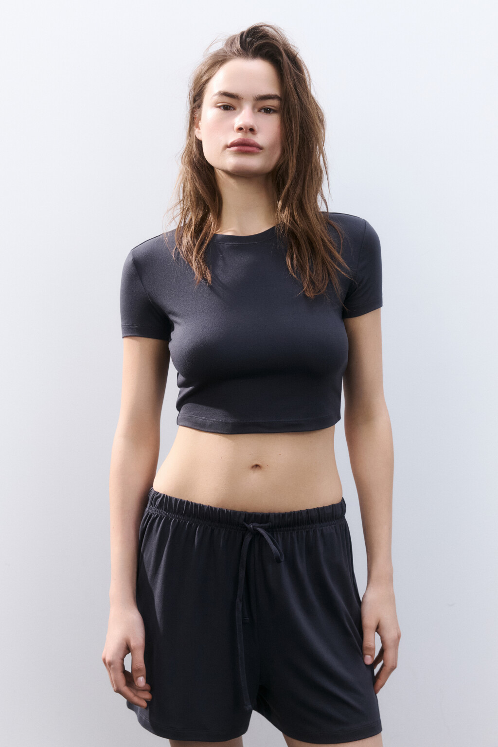 Футболка-топ домашняя трикотажная - цвет серый - 2