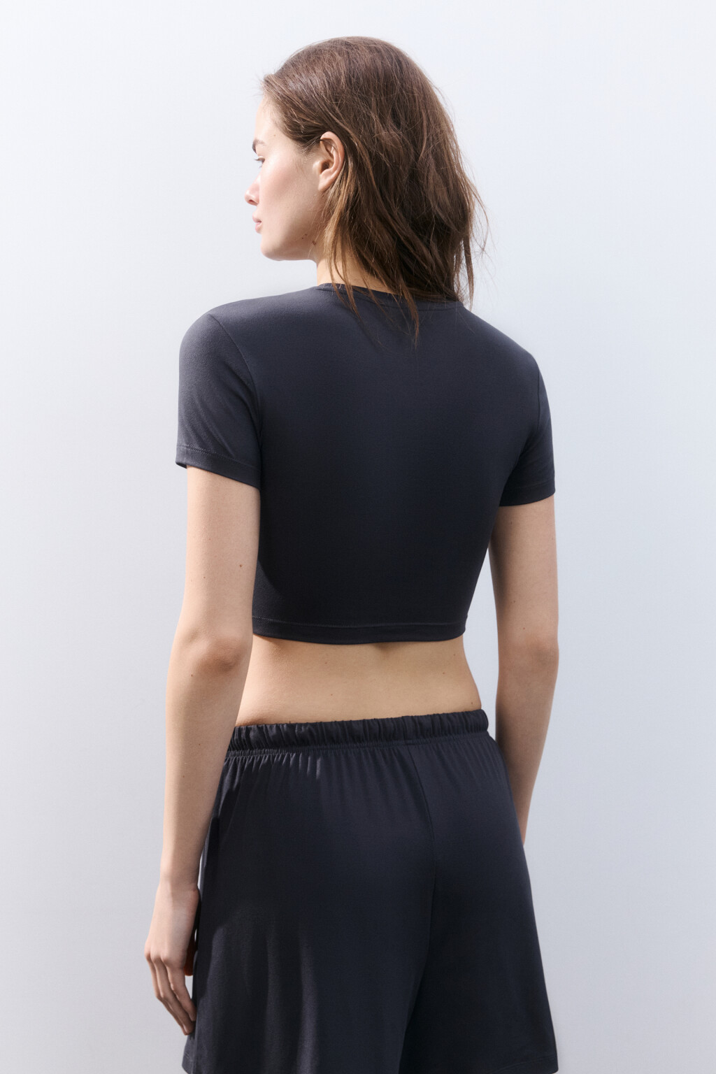 Футболка-топ домашняя трикотажная - цвет серый - 3