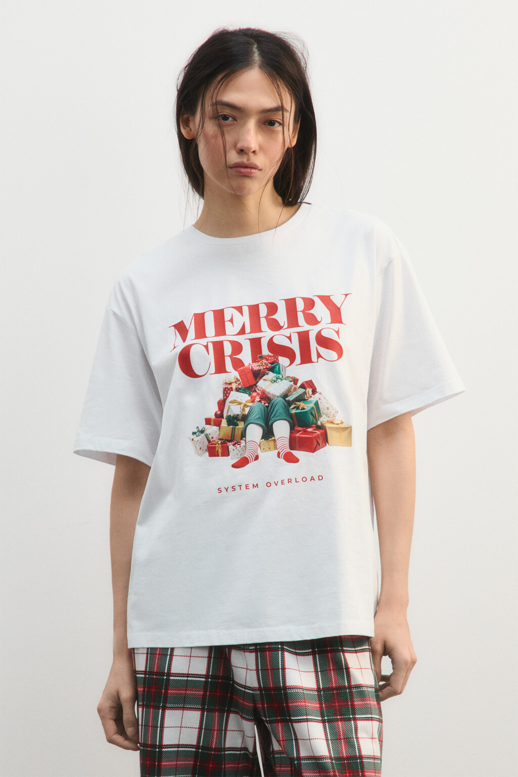 Футболка с рождественским принтом - цвет белый - 3