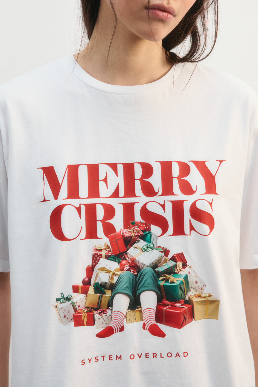 Футболка с рождественским принтом - цвет белый - 6