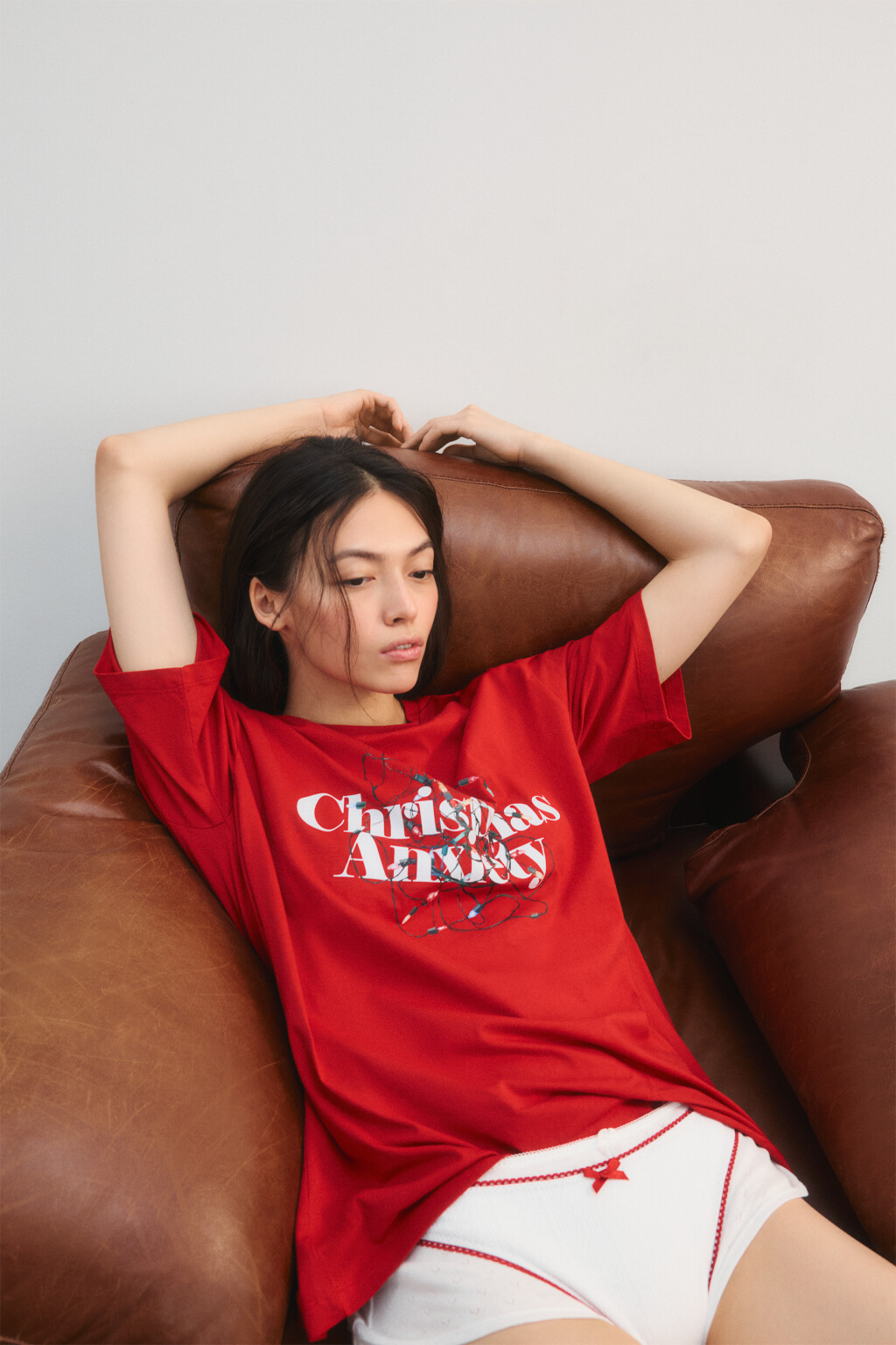 Футболка с рождественским принтом - цвет красный - 1