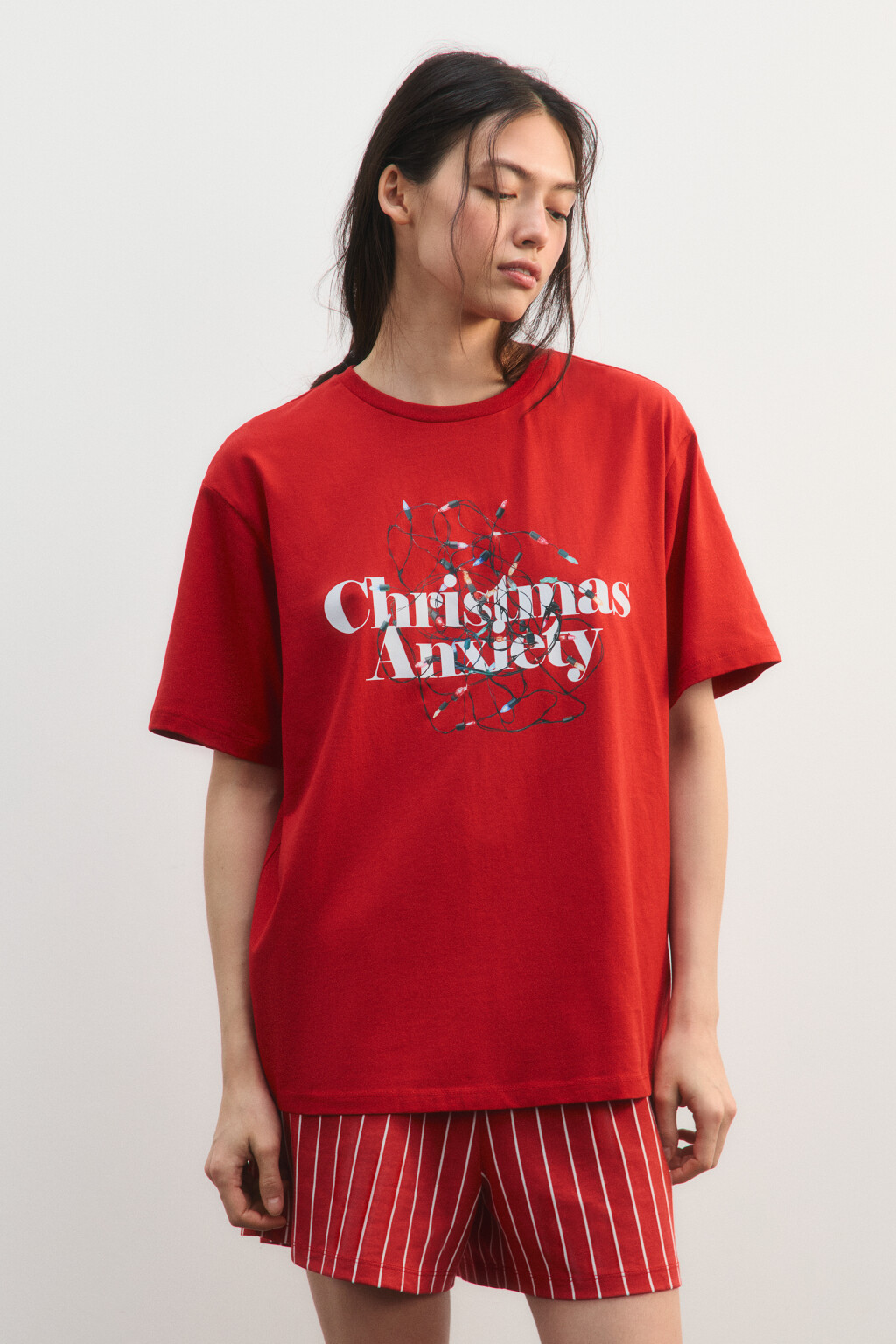 Футболка с рождественским принтом - цвет красный - 5