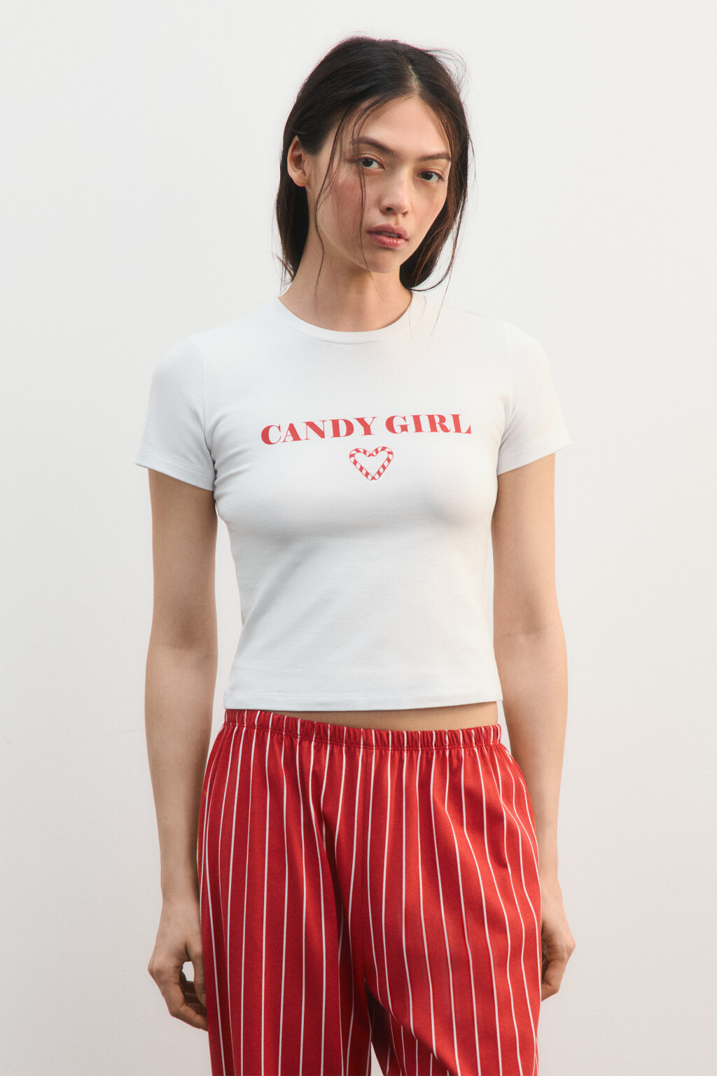 Футболка-топ домашняя с принтом - цвет белый - 4