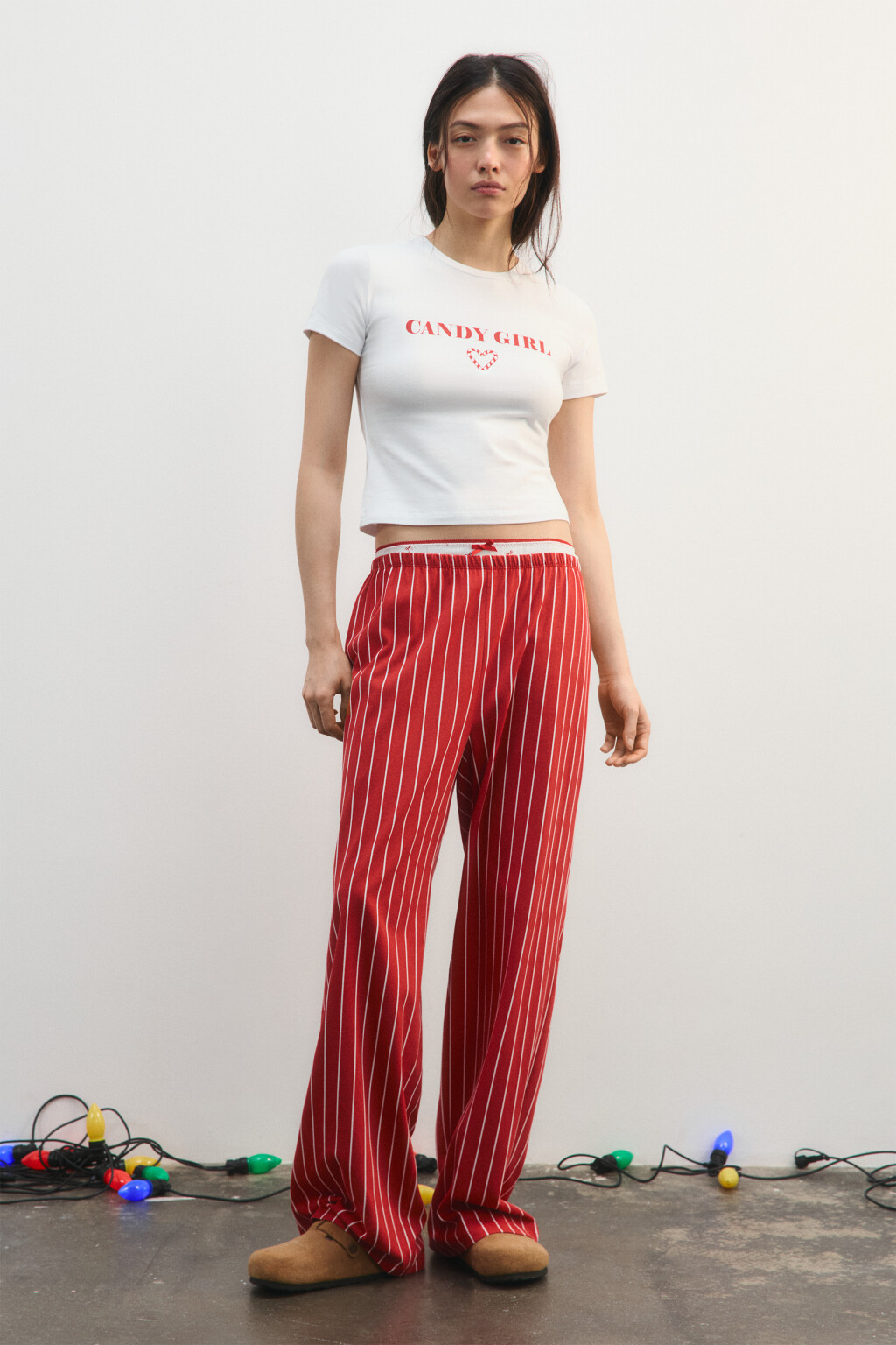 Футболка-топ домашняя с принтом - цвет белый - 6