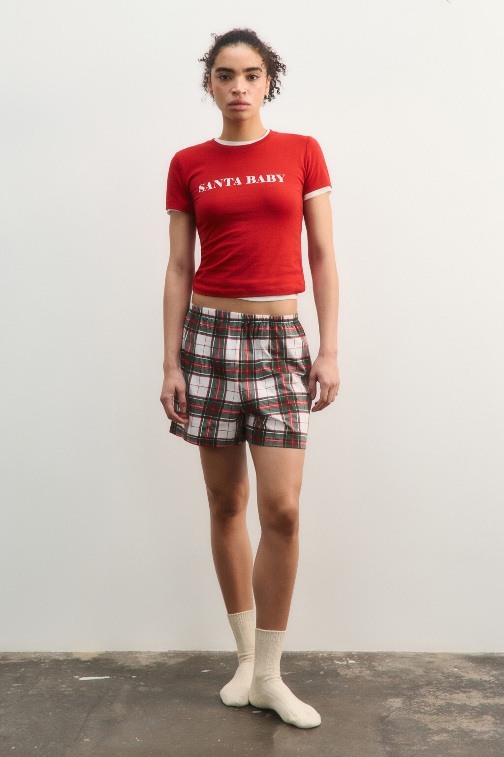 Футболка-топ домашняя с принтом - цвет красный - 4