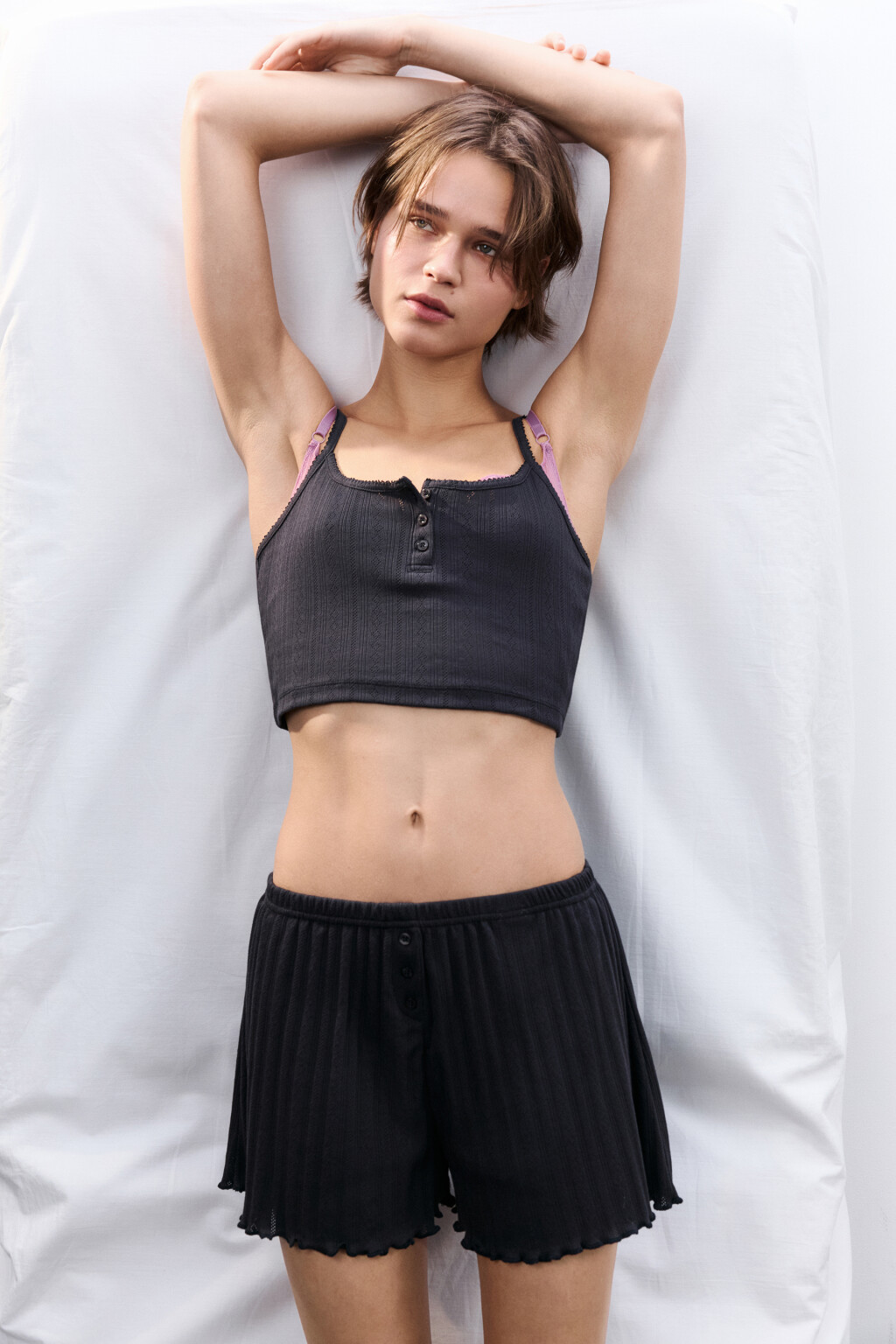 Майка домашняя с застежкой - цвет серый - 1