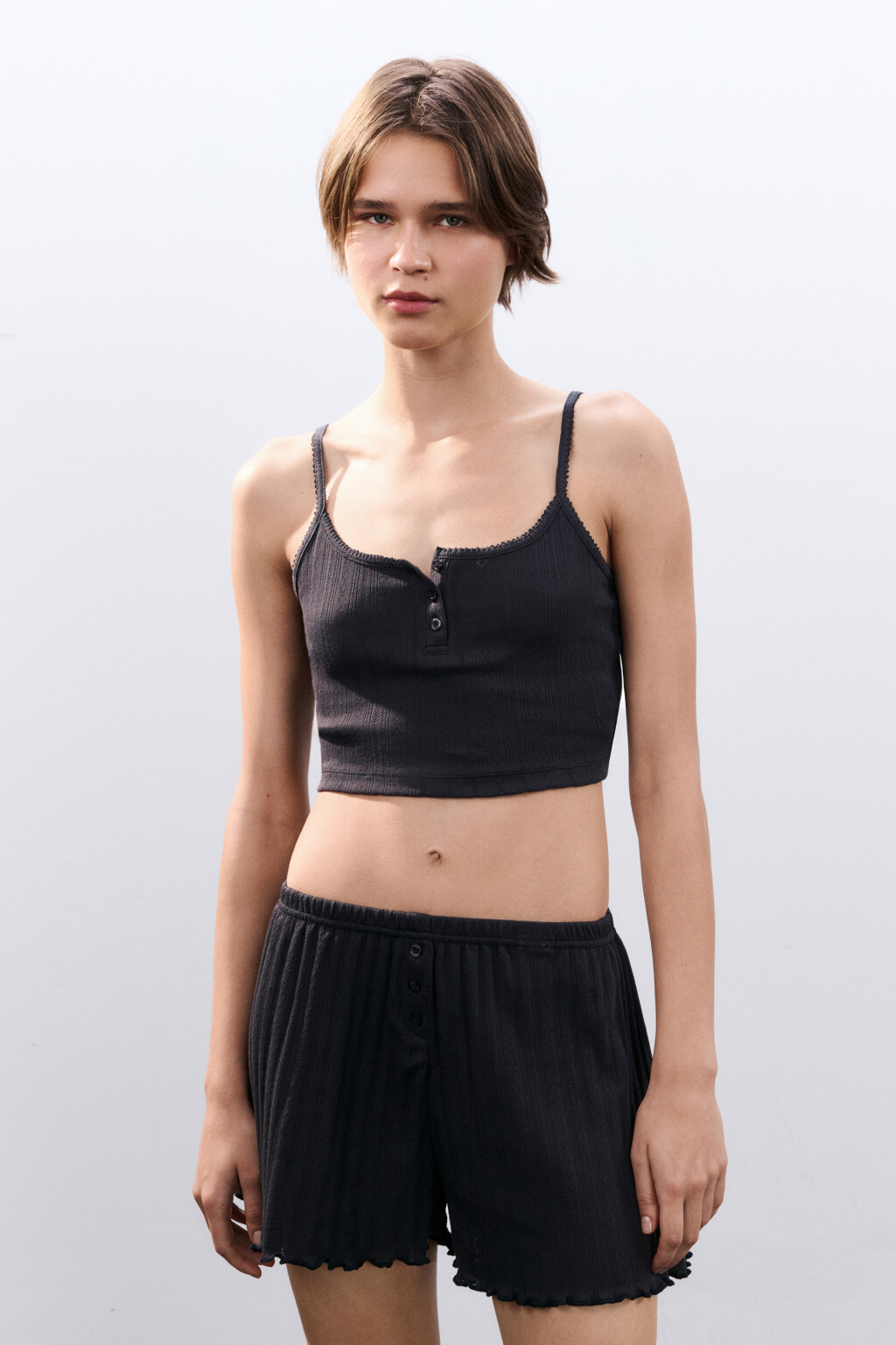 Майка домашняя с застежкой - цвет серый - 3