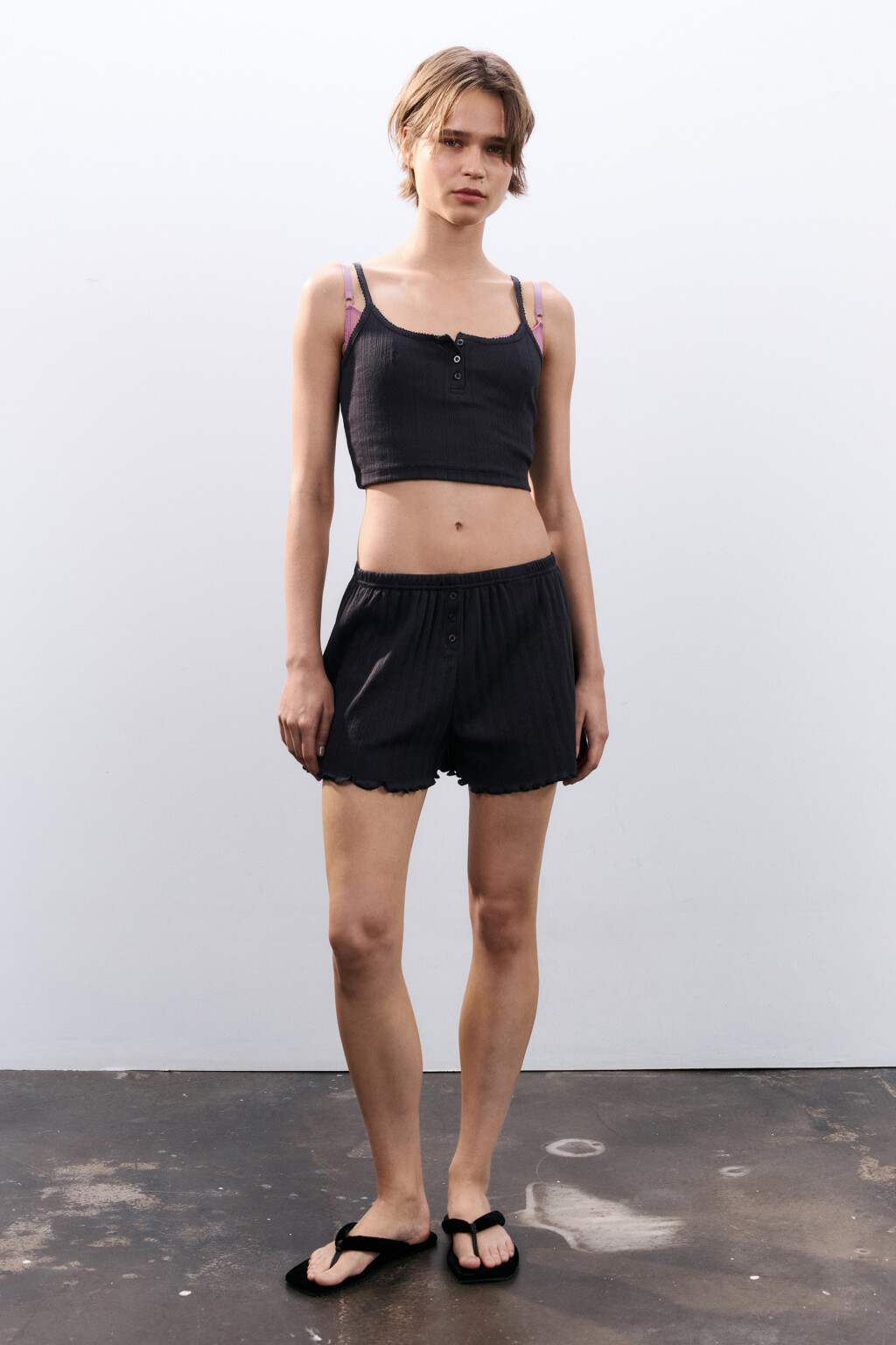 Майка домашняя с застежкой - цвет серый - 5