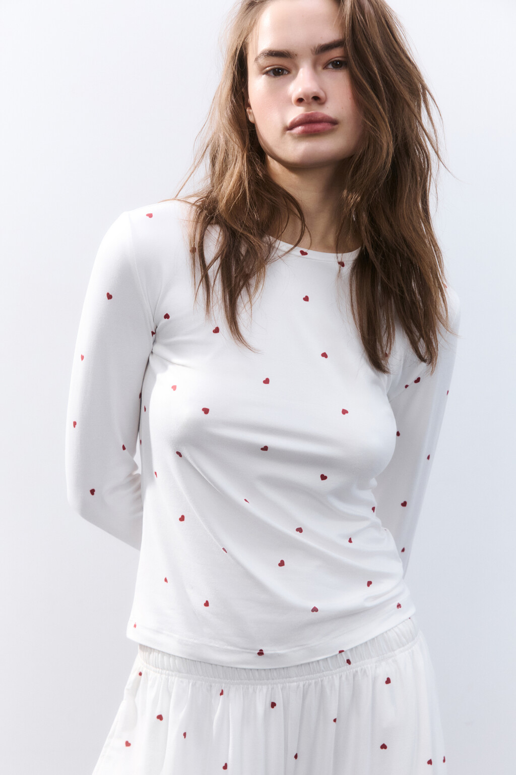 Лонгслив домашний трикотажный - цвет красный - 1