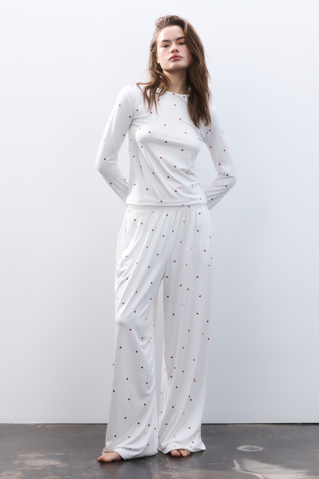 Лонгслив домашний трикотажный - цвет красный - 2