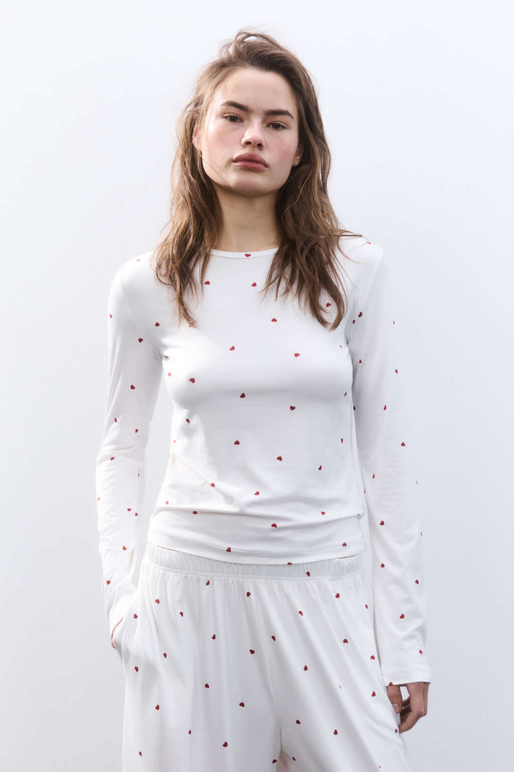 Лонгслив домашний трикотажный - цвет красный - 3