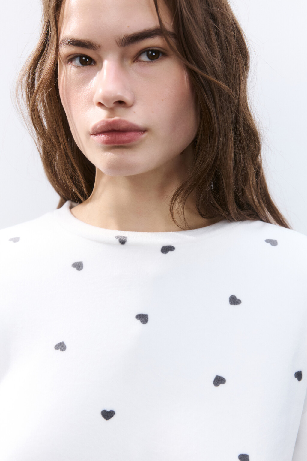 Лонгслив домашний велюровый с принтом - цвет серый - 5