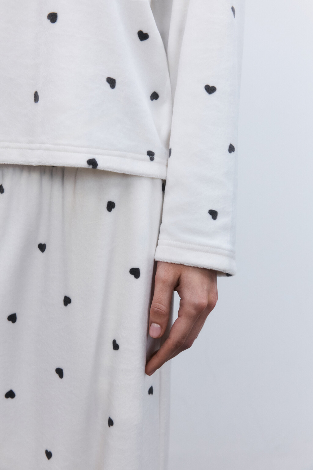 Лонгслив домашний велюровый с принтом - цвет серый - 6