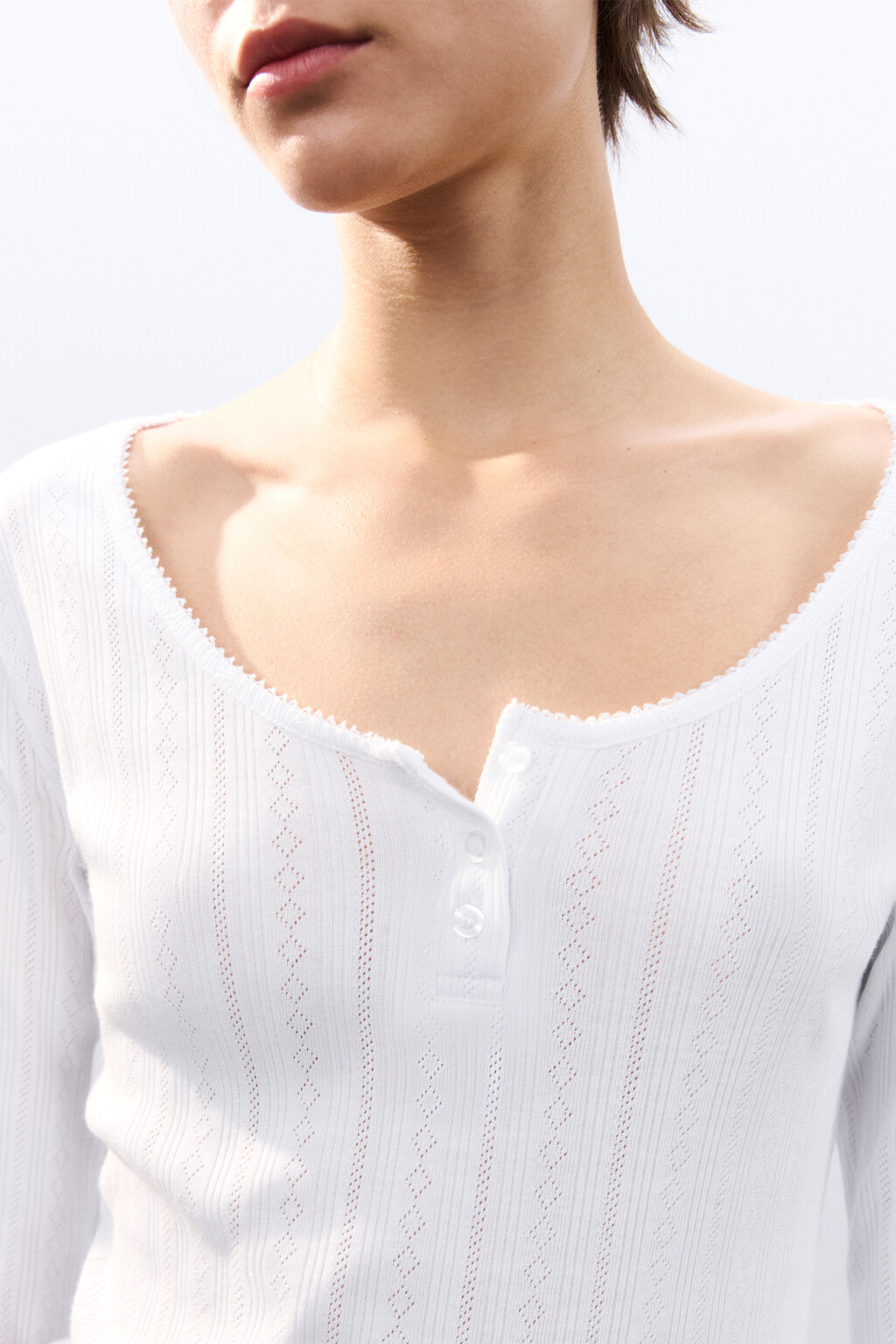 Лонгслив домашний с застежкой - цвет ванильный - 5