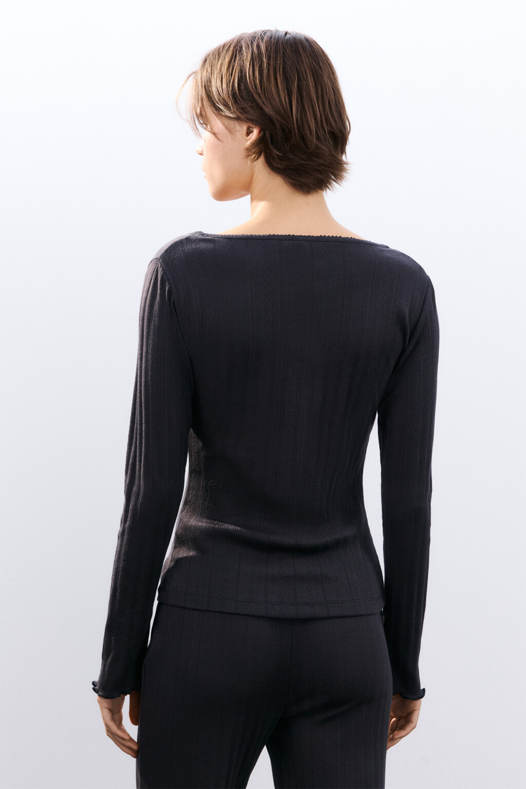 Лонгслив домашний с застежкой - цвет серый - 4