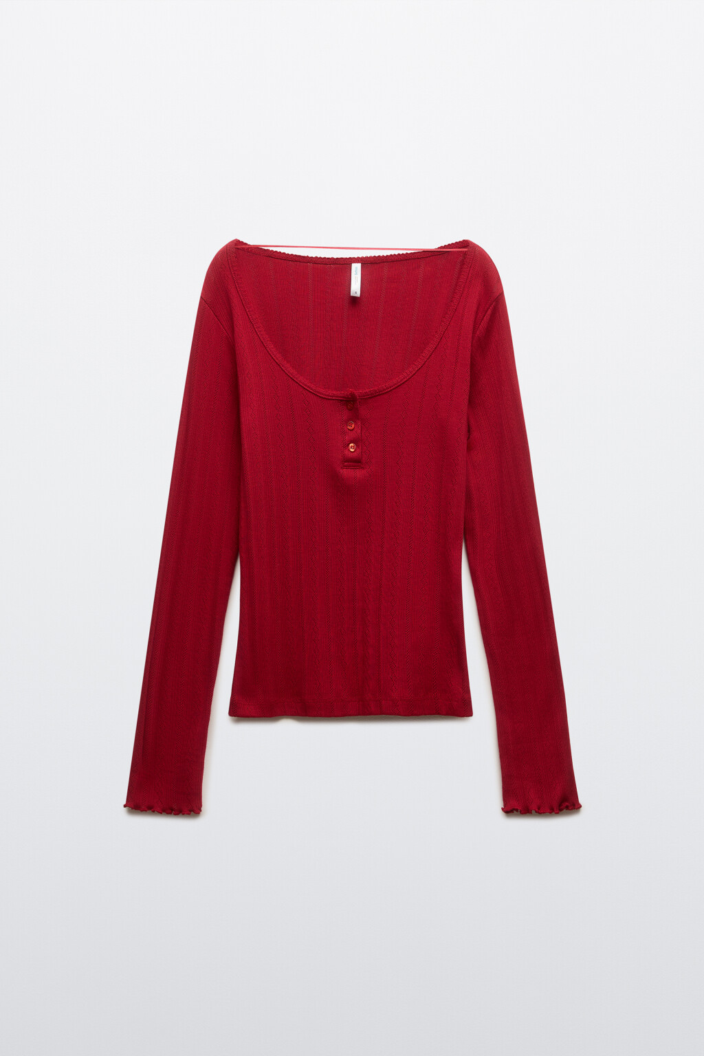 Лонгслив домашний с застежкой - цвет красный - 7