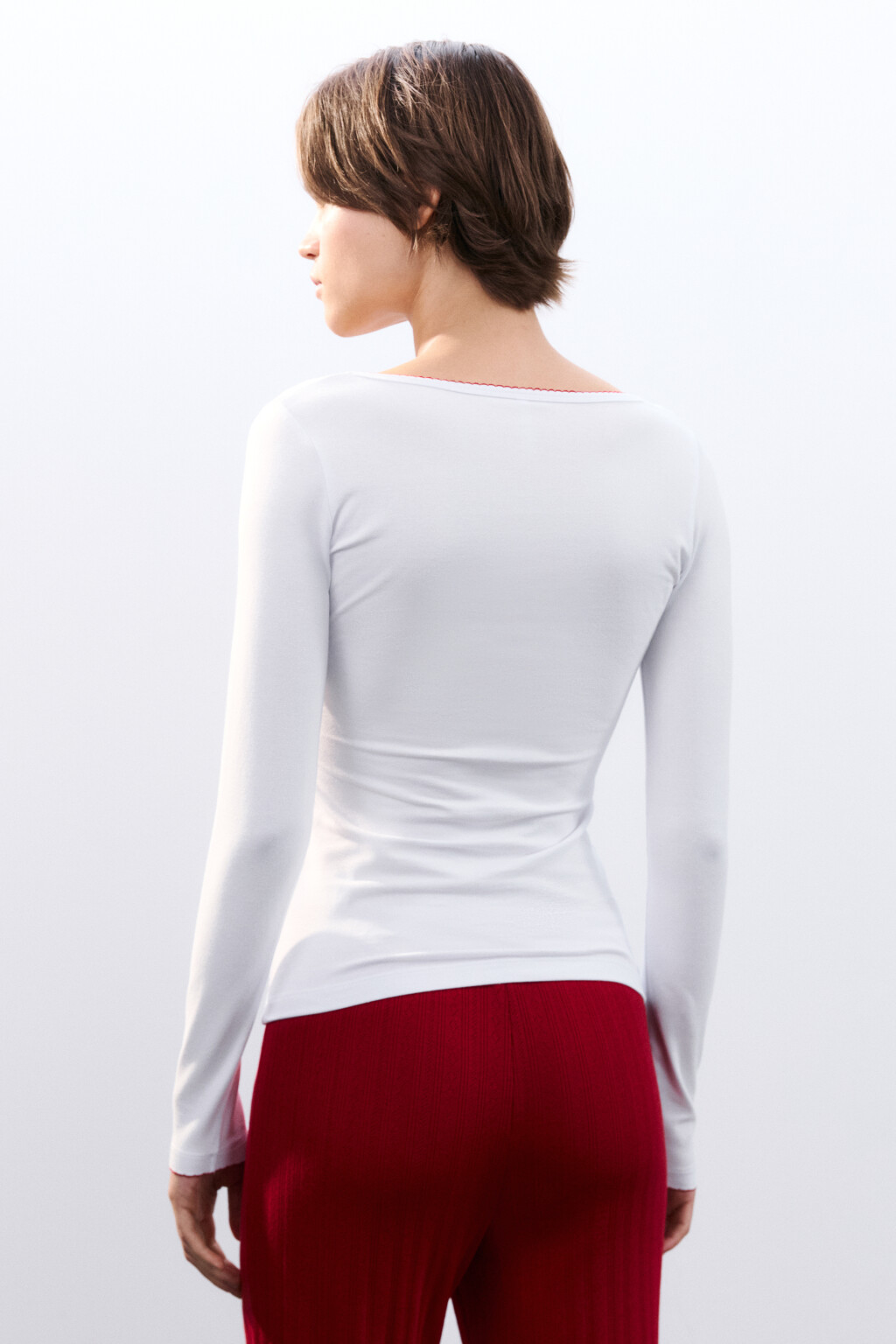 Лонгслив домашний с надписью - цвет белый - 5