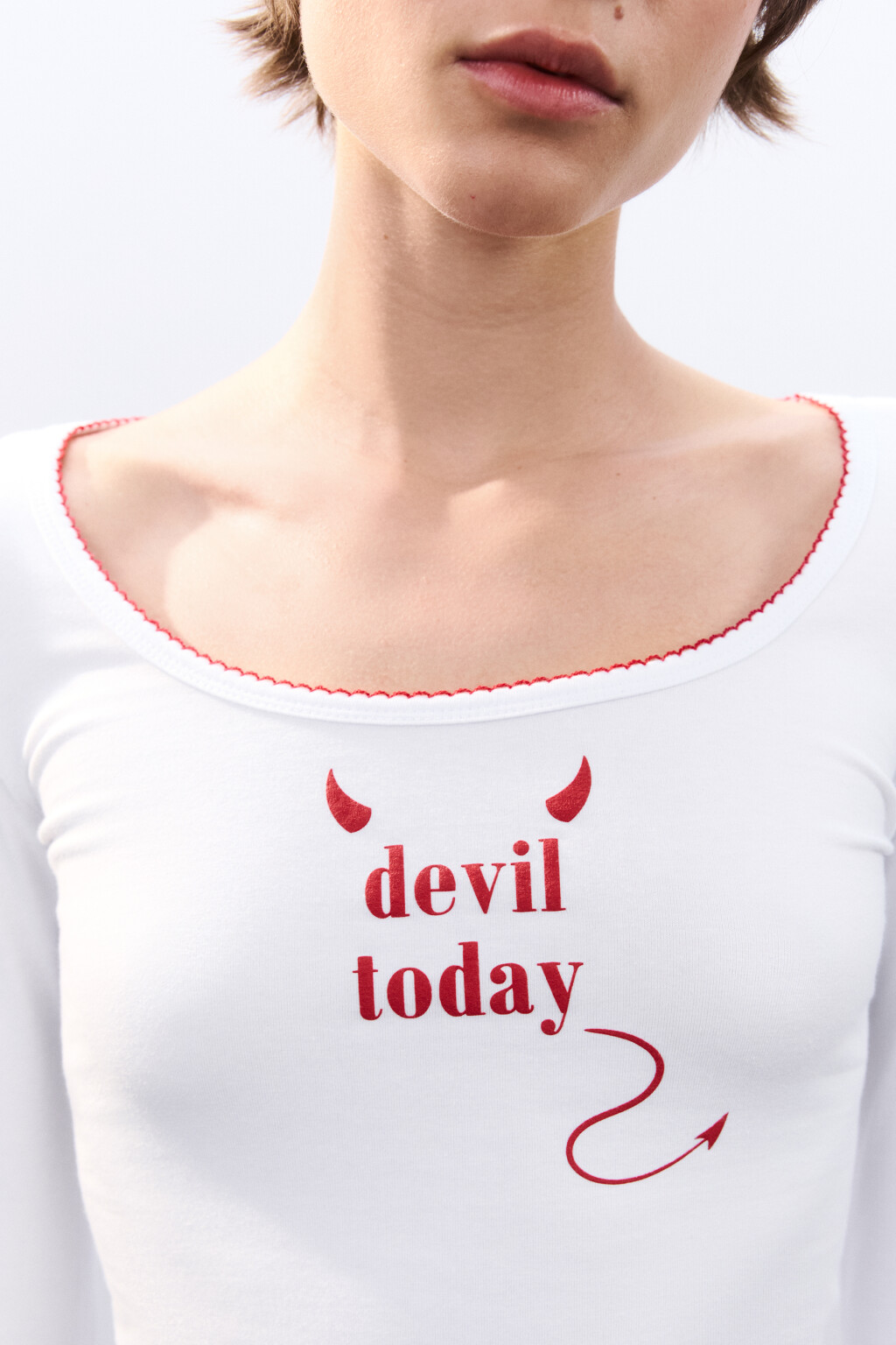 Лонгслив домашний с надписью - цвет белый - 6