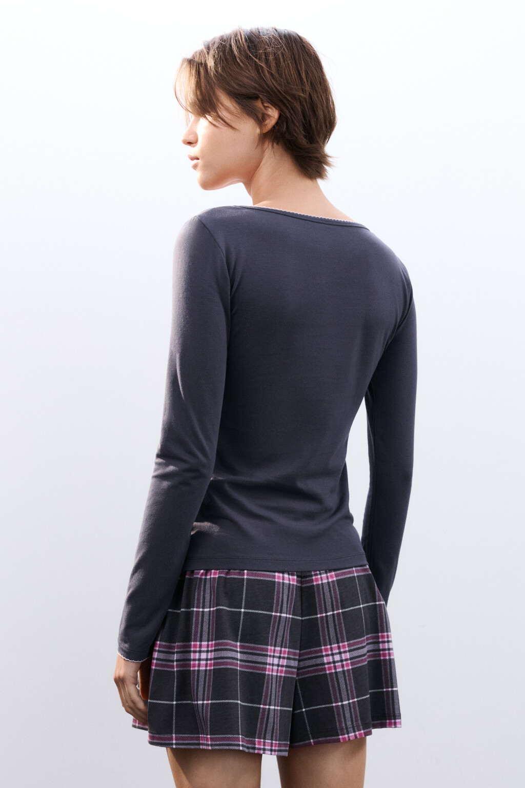 Лонгслив домашний с надписью - цвет серый - 3