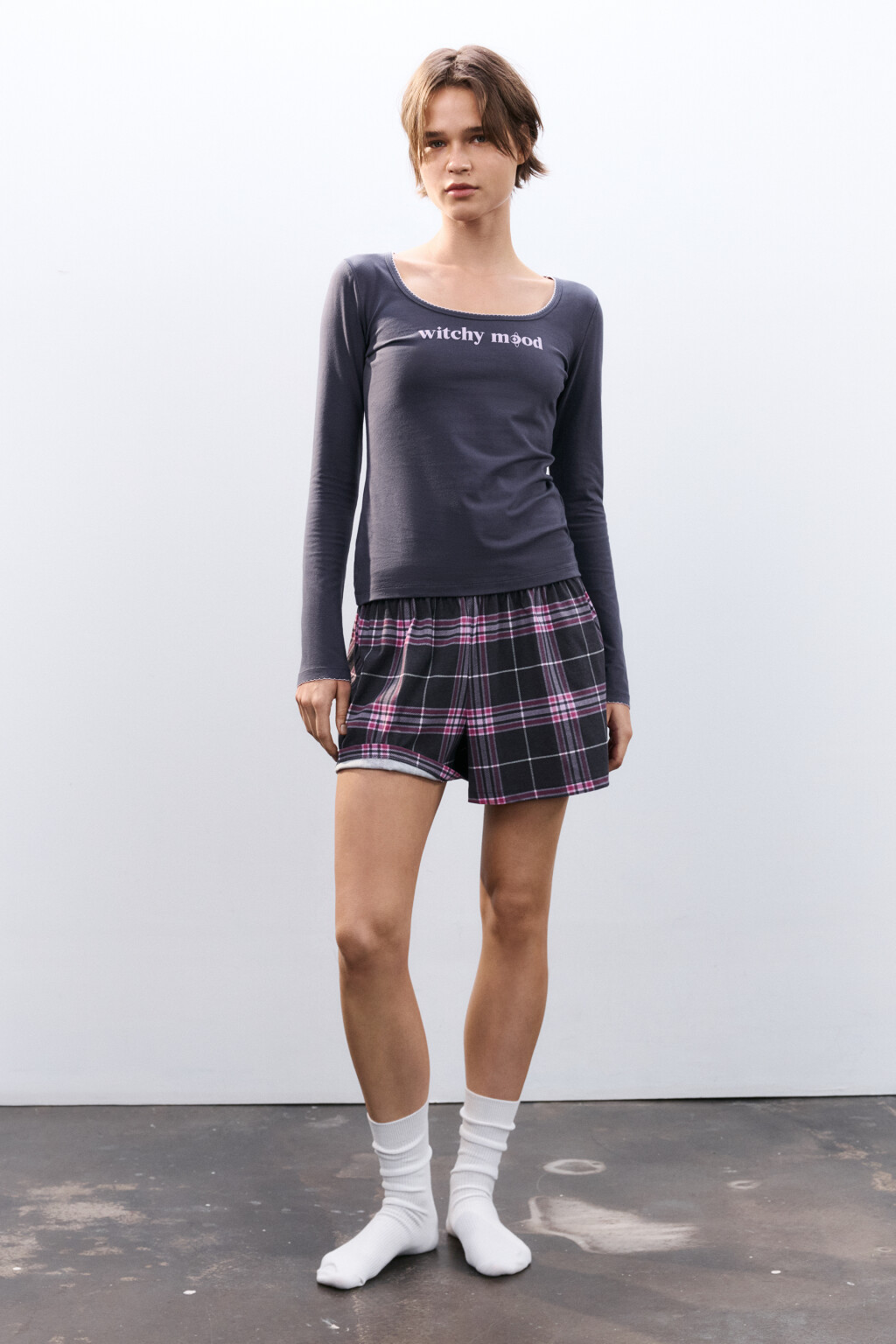 Лонгслив домашний с надписью - цвет серый - 4