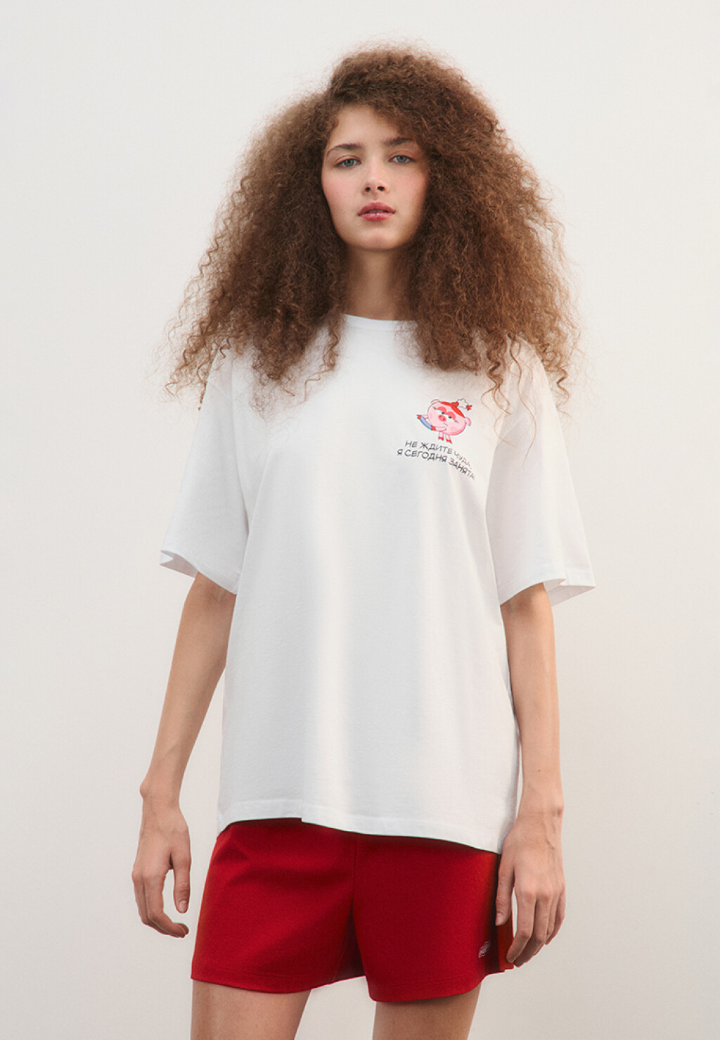 Пижама хлопковая с футболкой и шортами - цвет красный - 2