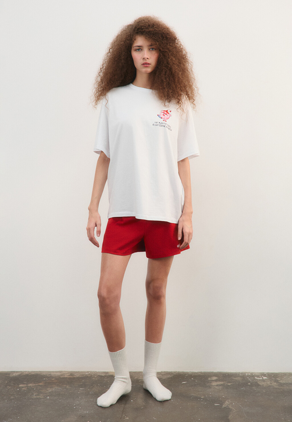 Пижама хлопковая с футболкой и шортами - цвет красный - 4