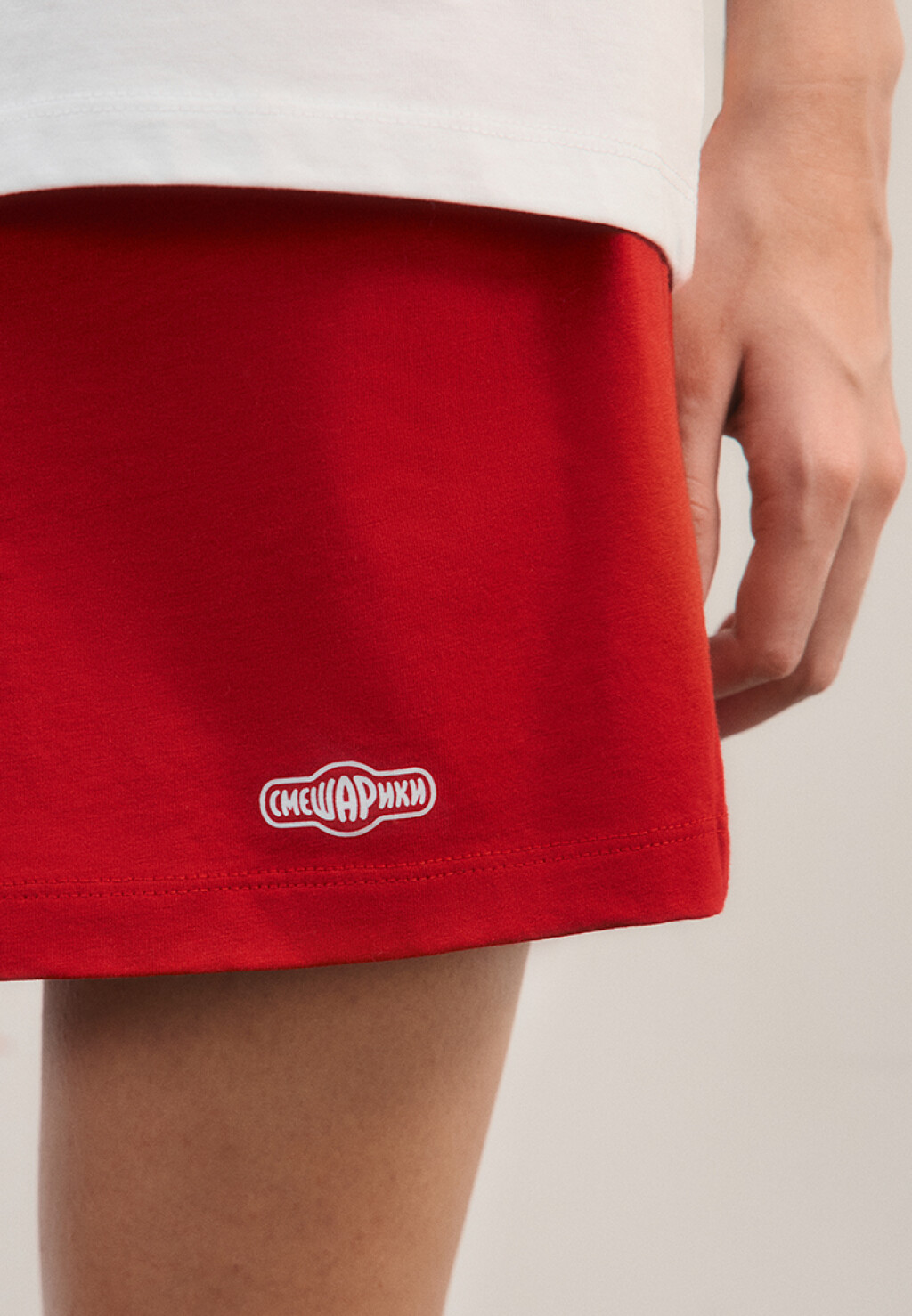 Пижама хлопковая с футболкой и шортами - цвет красный - 6