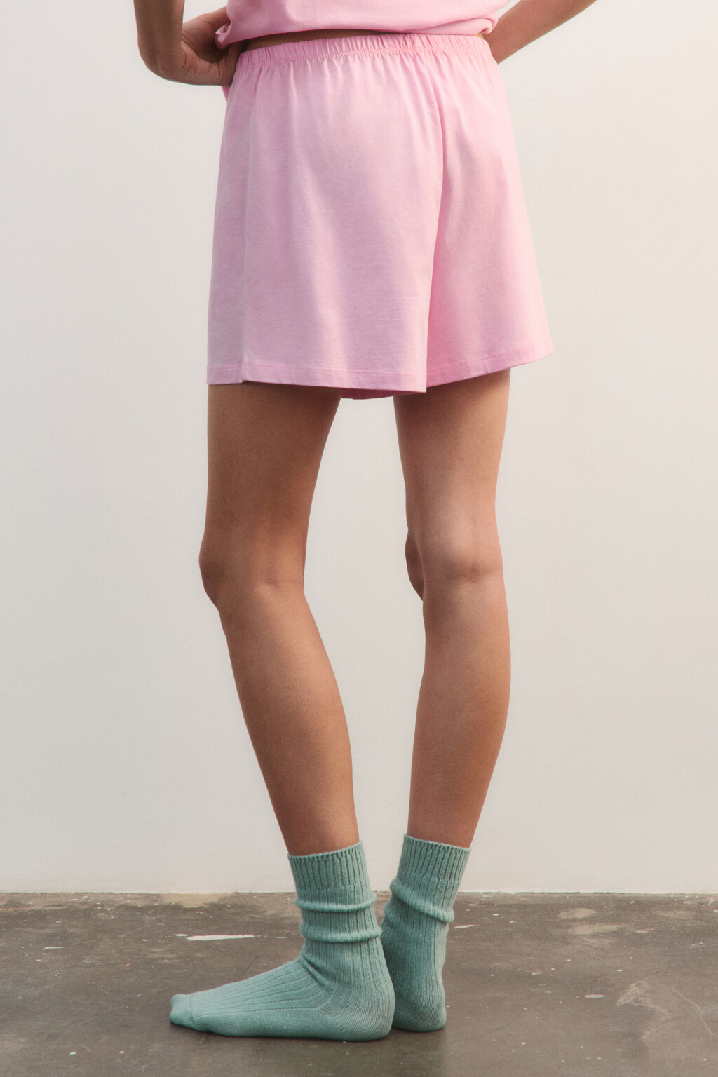 Пижама хлопковая с футболкой и шортами - цвет розовый - 6