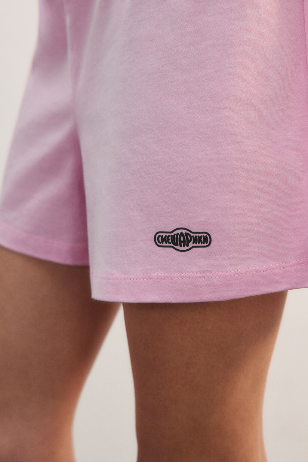 Пижама хлопковая с футболкой и шортами - цвет розовый - 9