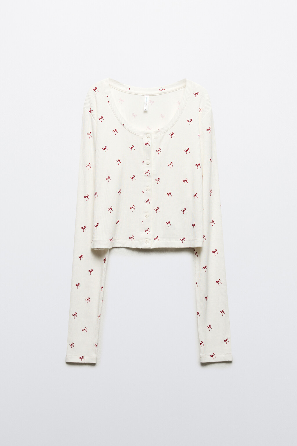 Лонгслив на пуговицах домашний - цвет красный - 7