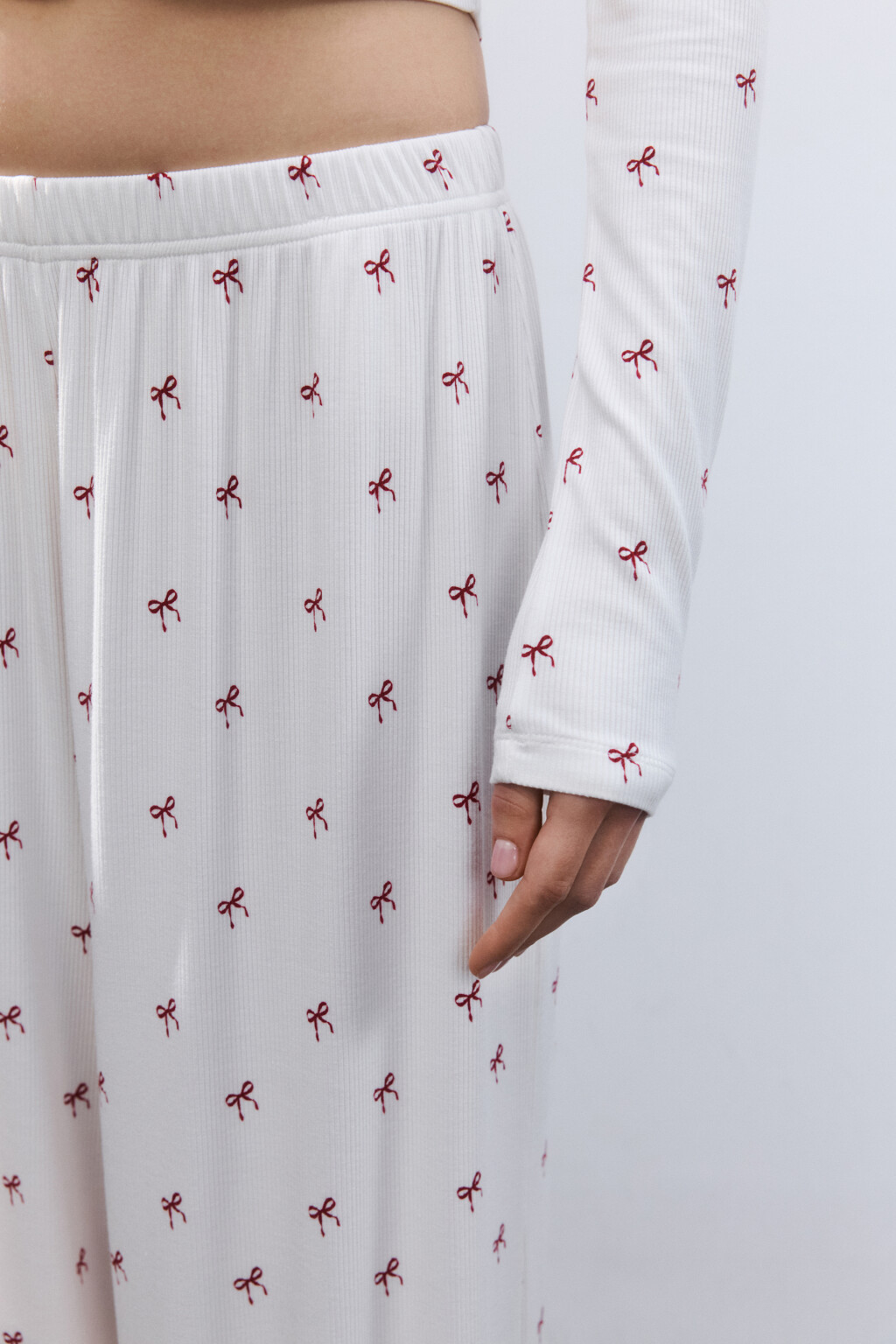 Лонгслив на пуговицах домашний - цвет красный - 6