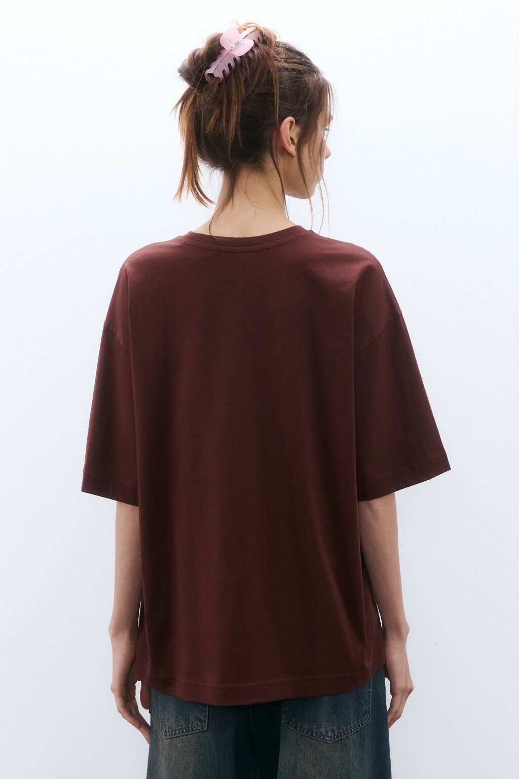 Футболка oversize с принтом - цвет коричневый - 3