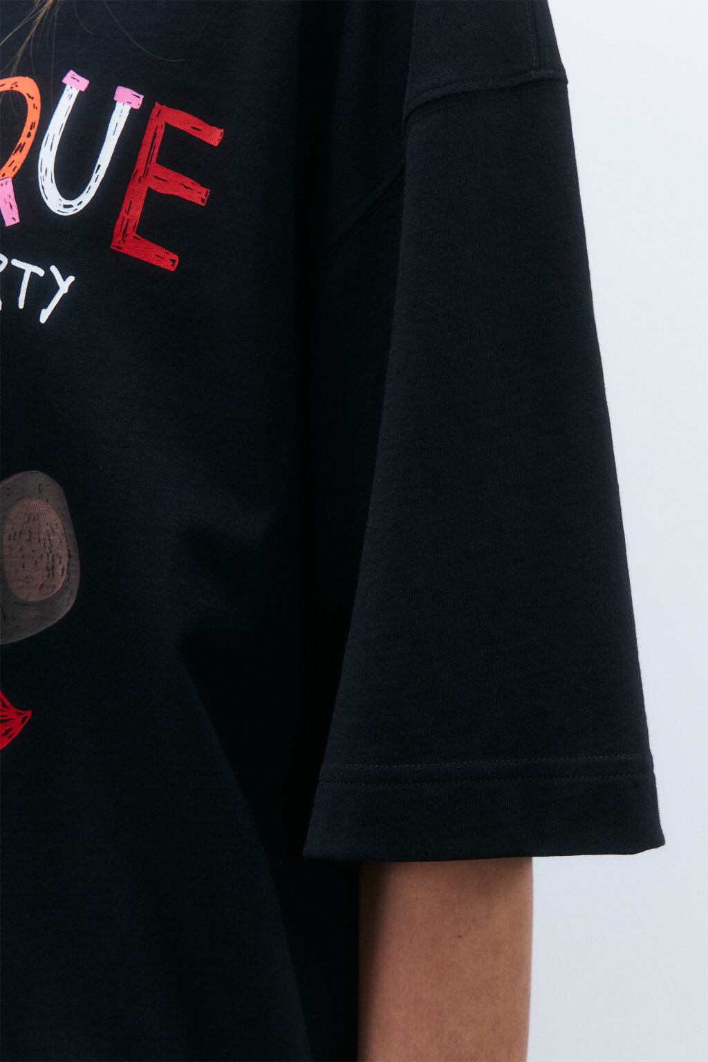 Футболка oversize с принтом - цвет черный - 6