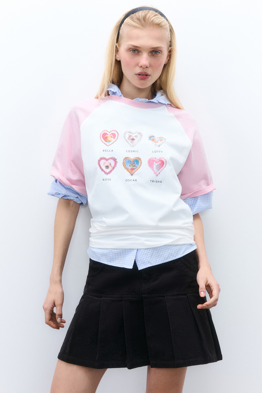Футболка oversize с принтом - цвет розовый - 1