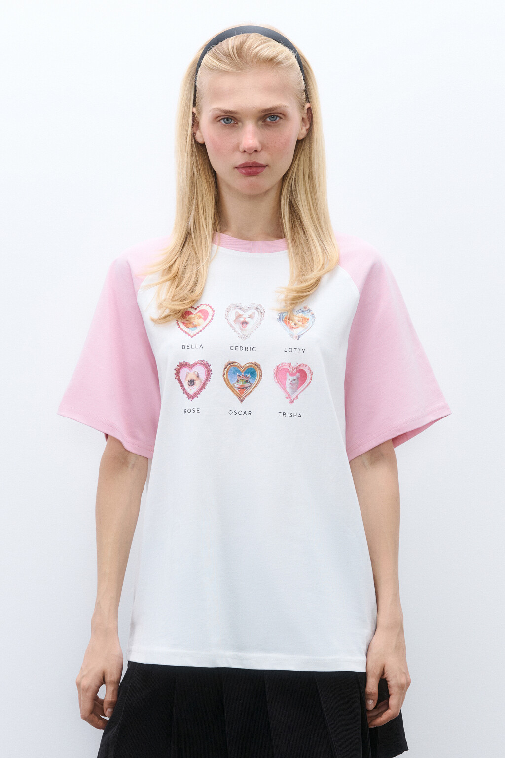 Футболка oversize с принтом - цвет розовый - 4