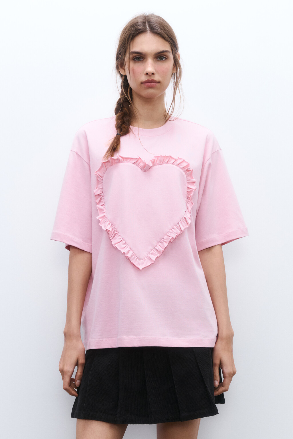 Футболка с сердцем из оборок - цвет розовый - 2