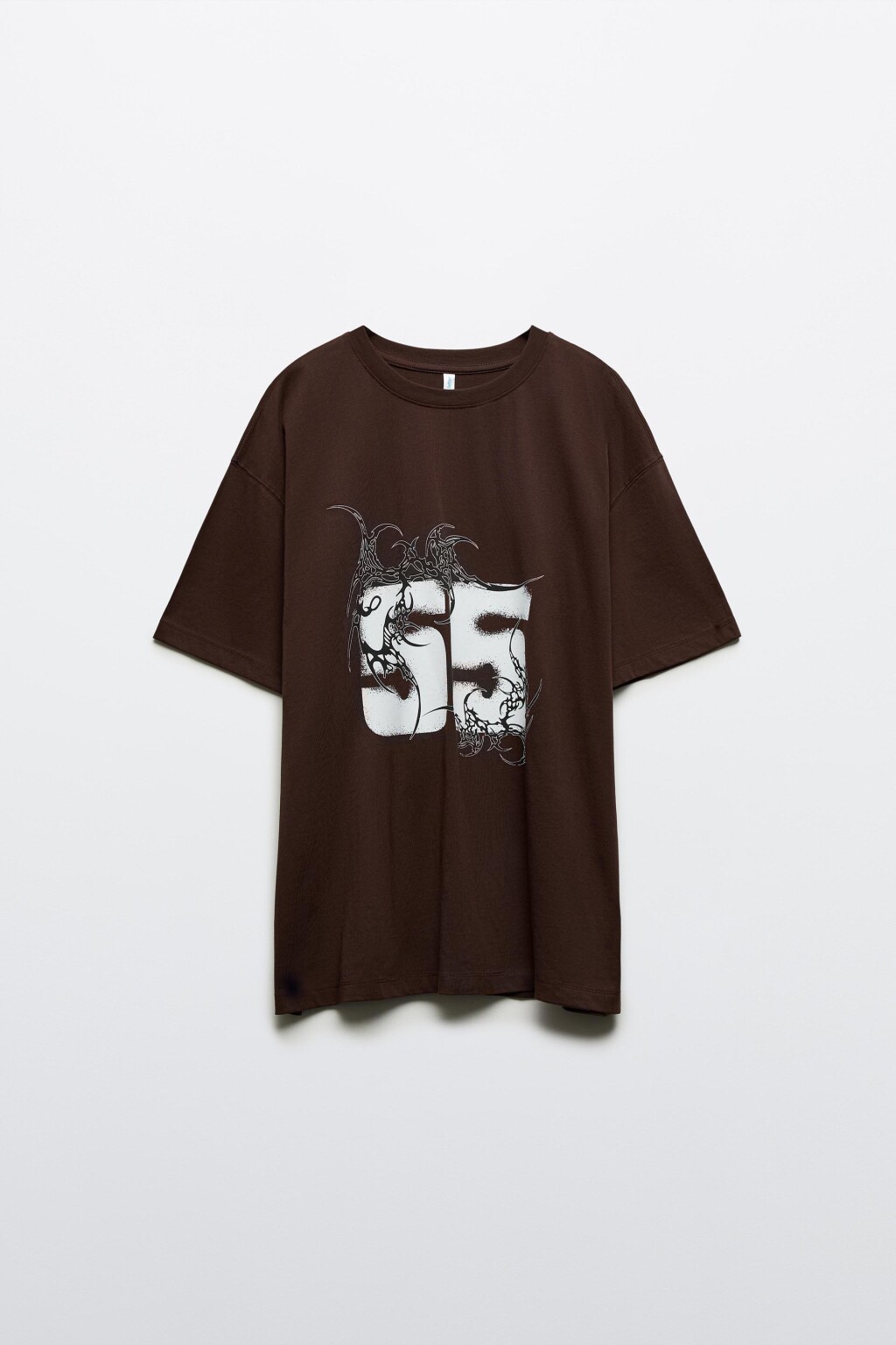 Футболка oversize с принтом - цвет коричневый - 7