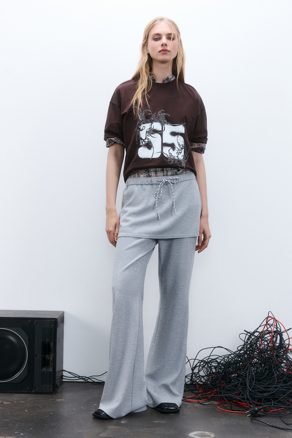 Футболка oversize с принтом - цвет коричневый - 4